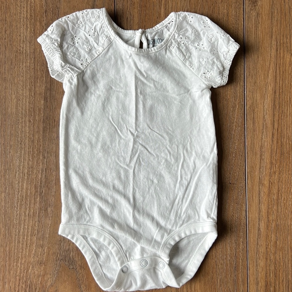 White Onesie with Textured Sleeve